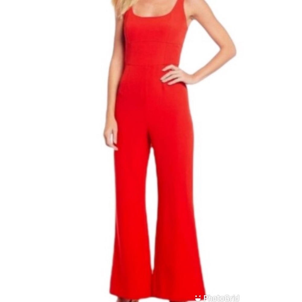 GIANNI BINI Red Sleeveless Scoop Neck Wide Leg Jumpsuit Spring‎ Summer Size 4